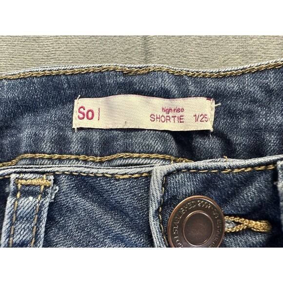 So Brand Jean Shorts Hi Rise Shorties 25 W Size 1 Cuffed Denim Juniors Cut Off - Picture 3 of 7